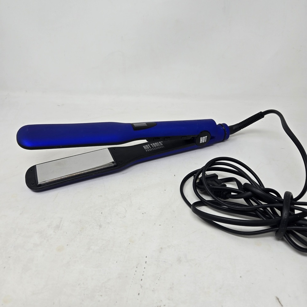 Hot Tools Professional Titanium Flat Iron Blue Digital Hair Straightener 1 Inch